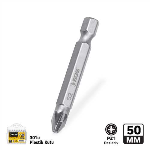 SGS3939 POZİDRİV UÇLU PZ1X50 MM BİTS UÇ